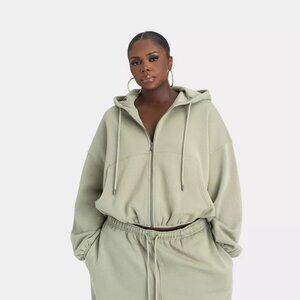 KBB by Kahlana The Zip-Up Hoodie Olive Green Heavyweight Sweatshirt - Size 1X 18